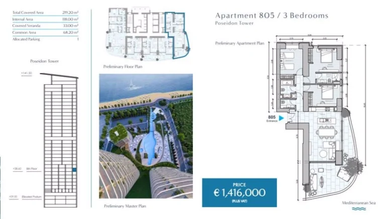 3 Bedroom Apartment for Sale in Limassol – Marina