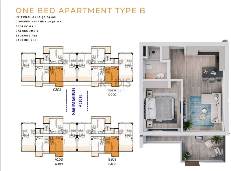 1 Bedroom Apartment for Sale in Limassol – Zakaki