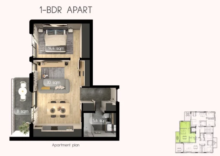 1 Bedroom Apartment for Sale in Limassol – Katholiki