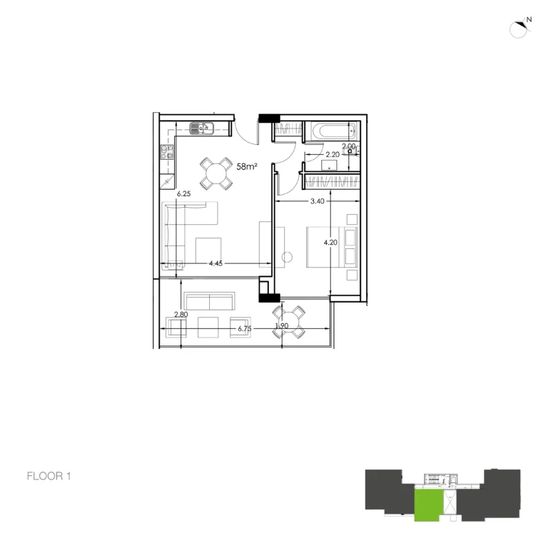Квартира с 1 спальнями в аренду в Потамос Гермасойас, район Лимассола